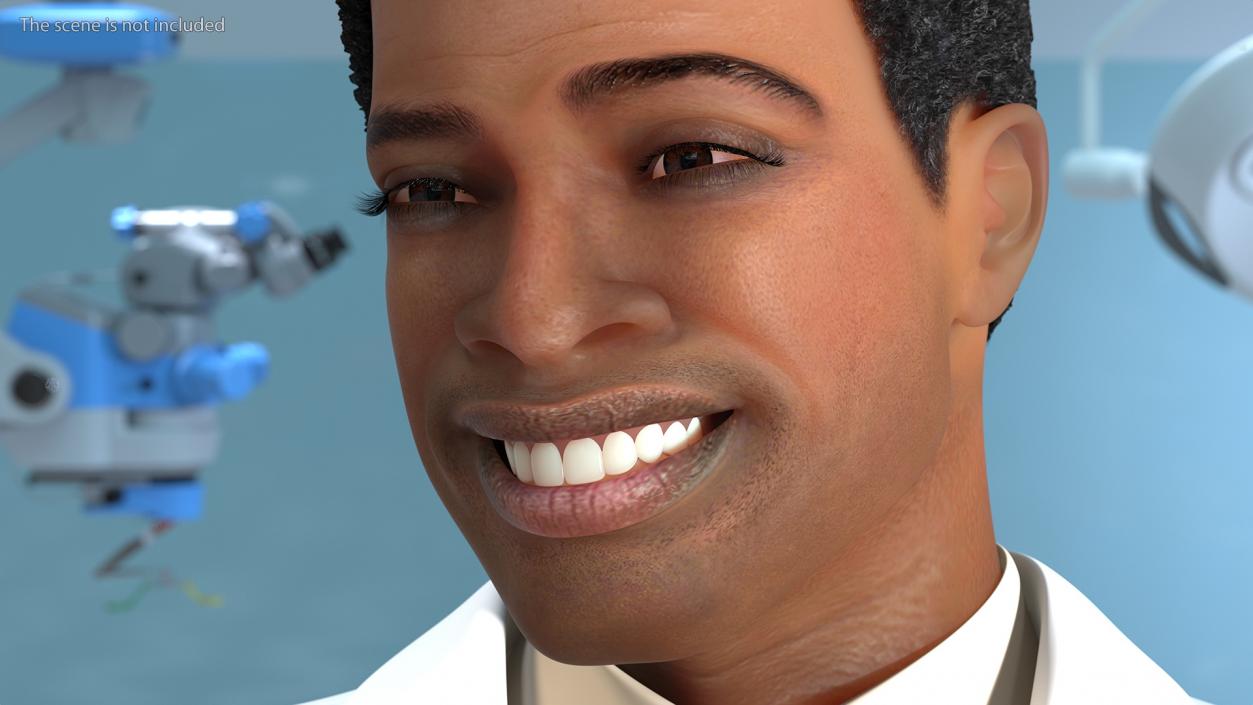 3D model Light Skin Black Male Doctor Rigged