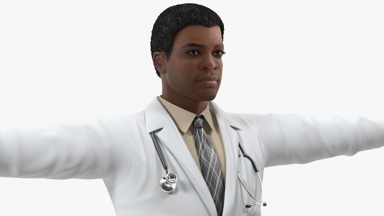 3D model Light Skin Black Male Doctor Rigged