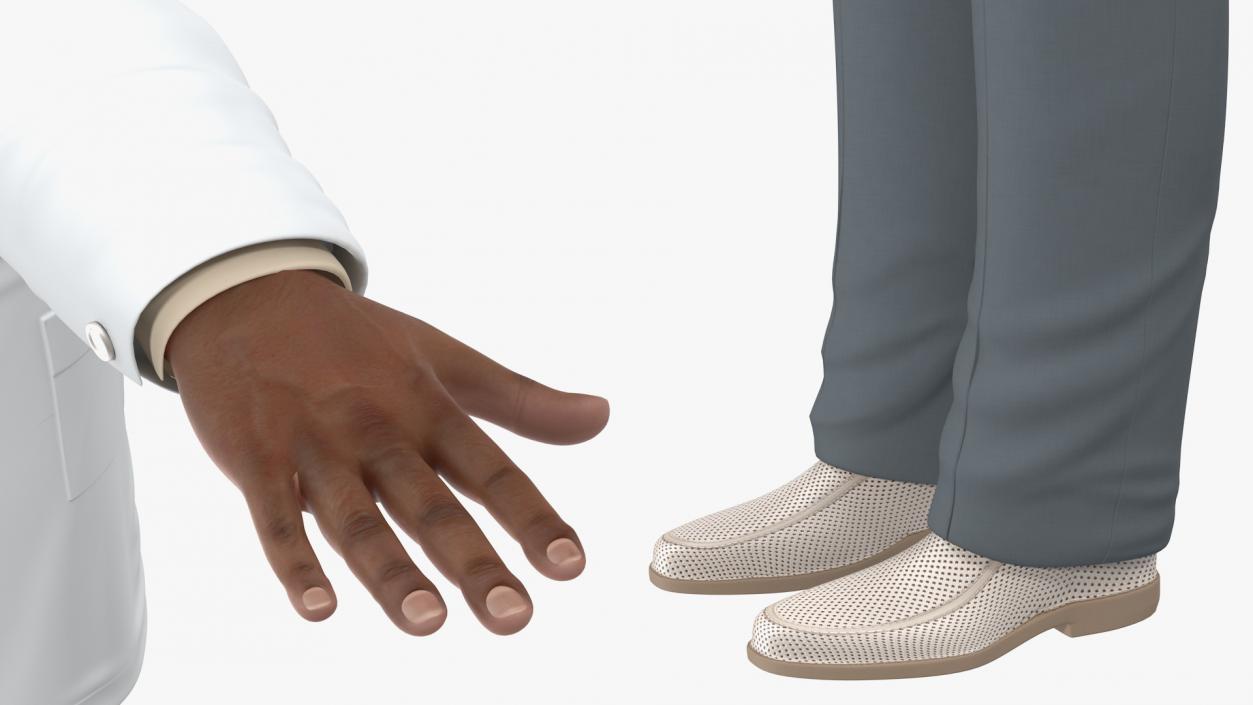 3D model Light Skin Black Male Doctor Rigged