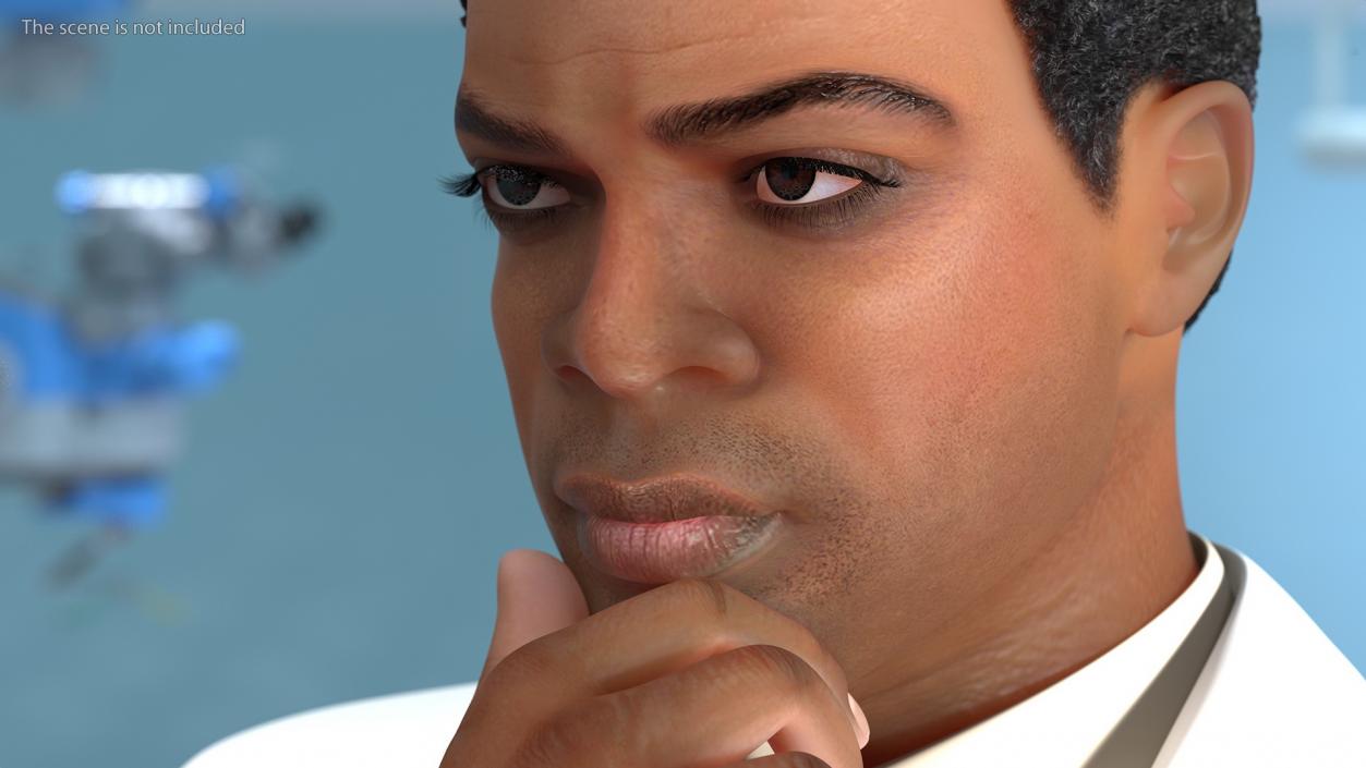 3D model Light Skin Black Male Doctor Rigged