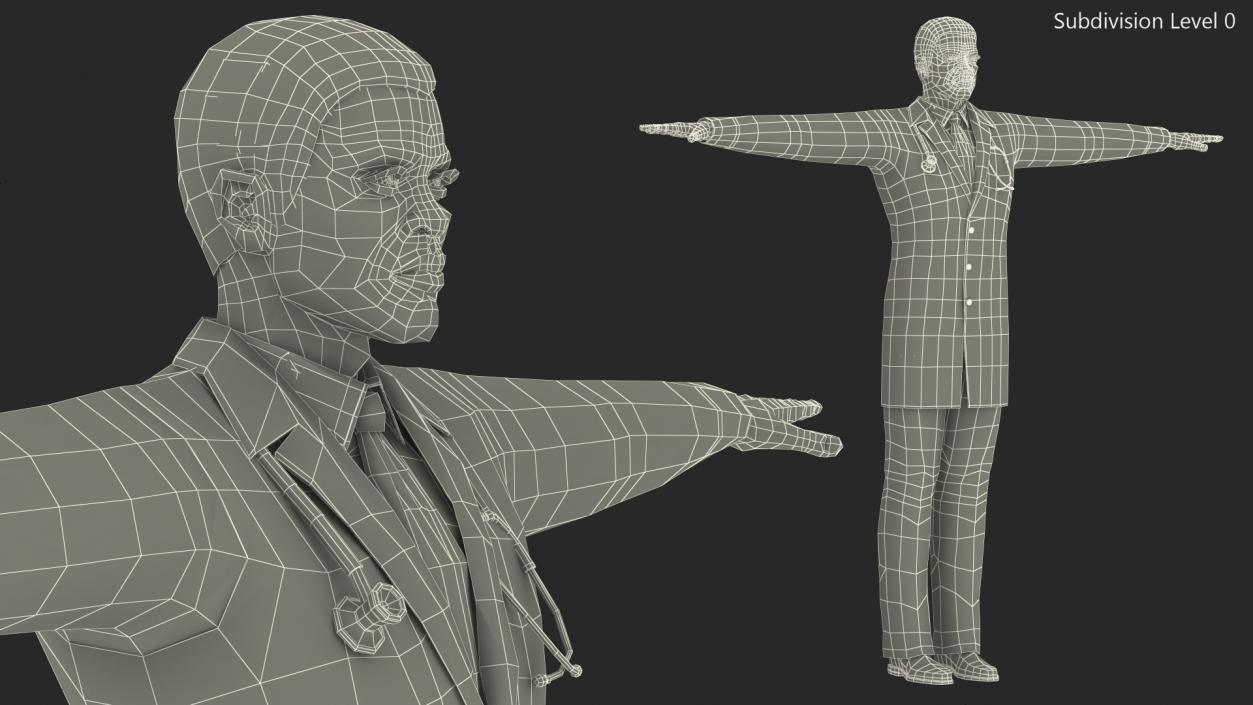 3D model Light Skin Black Male Doctor Rigged