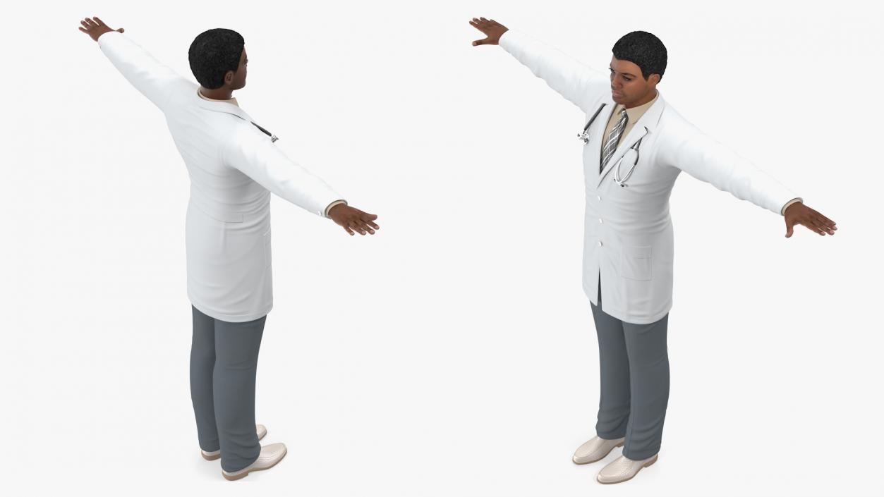 3D model Light Skin Black Male Doctor Rigged