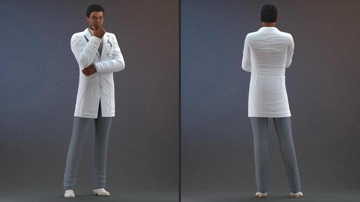 3D model Light Skin Black Male Doctor Rigged