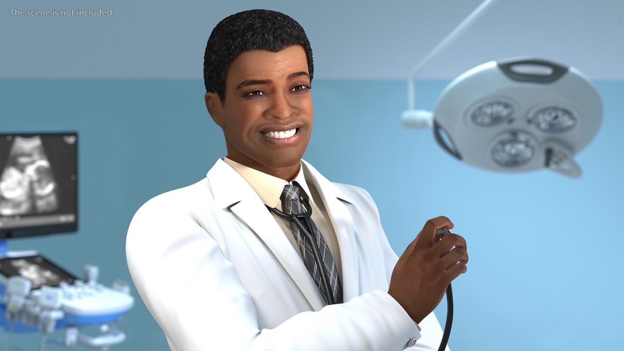 3D model Light Skin Black Male Doctor Rigged