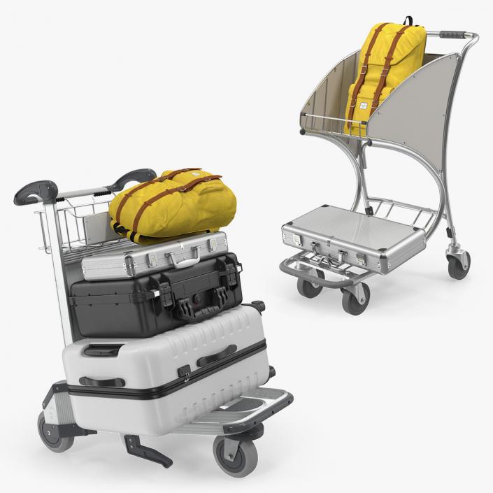 Airport Luggage Trolley with Baggage 3D Models Collection 3D