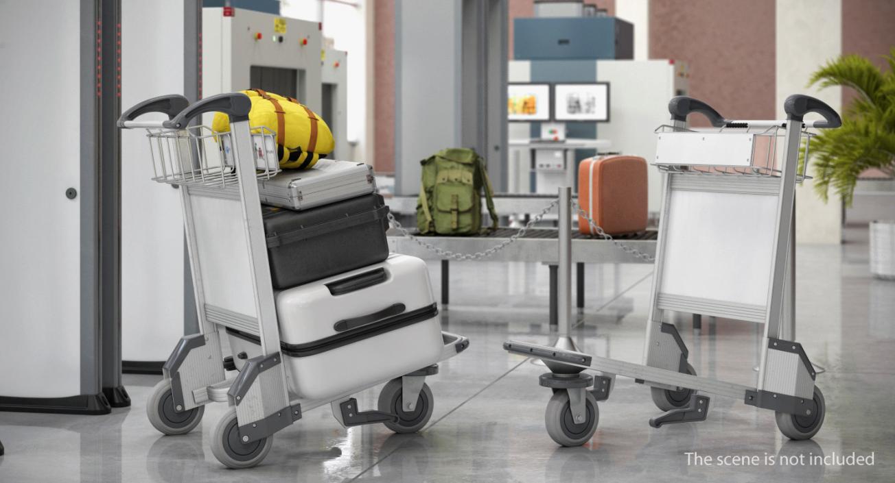 Airport Luggage Trolley with Baggage 3D Models Collection 3D