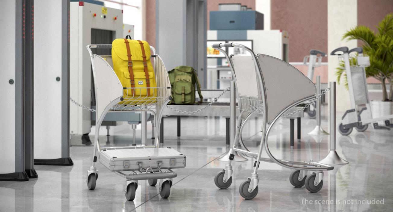 Airport Luggage Trolley with Baggage 3D Models Collection 3D