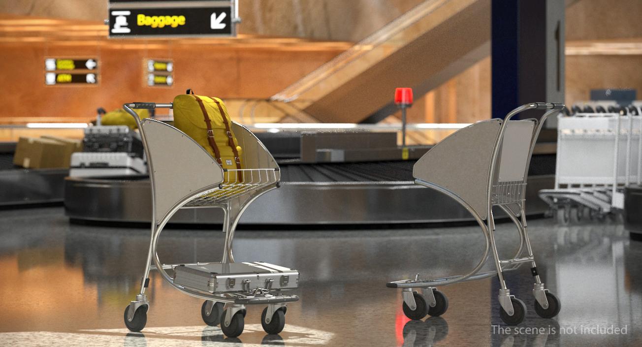 Airport Luggage Trolley with Baggage 3D Models Collection 3D