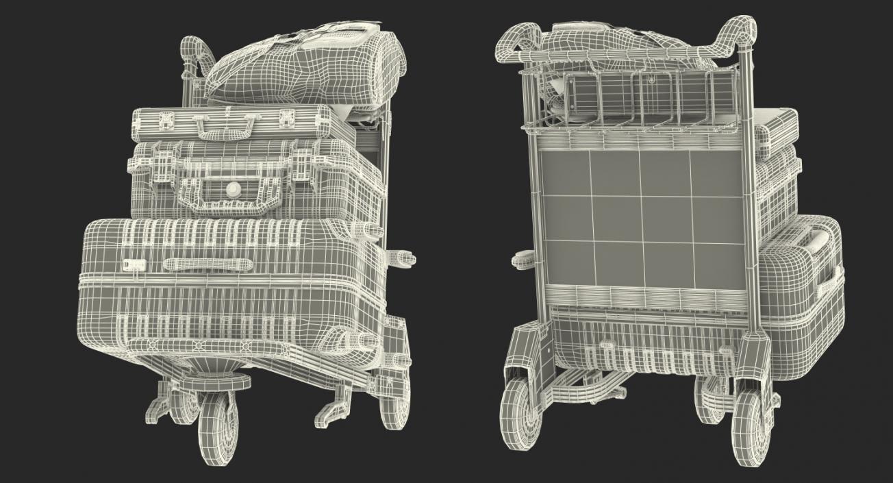 Airport Luggage Trolley with Baggage 3D Models Collection 3D