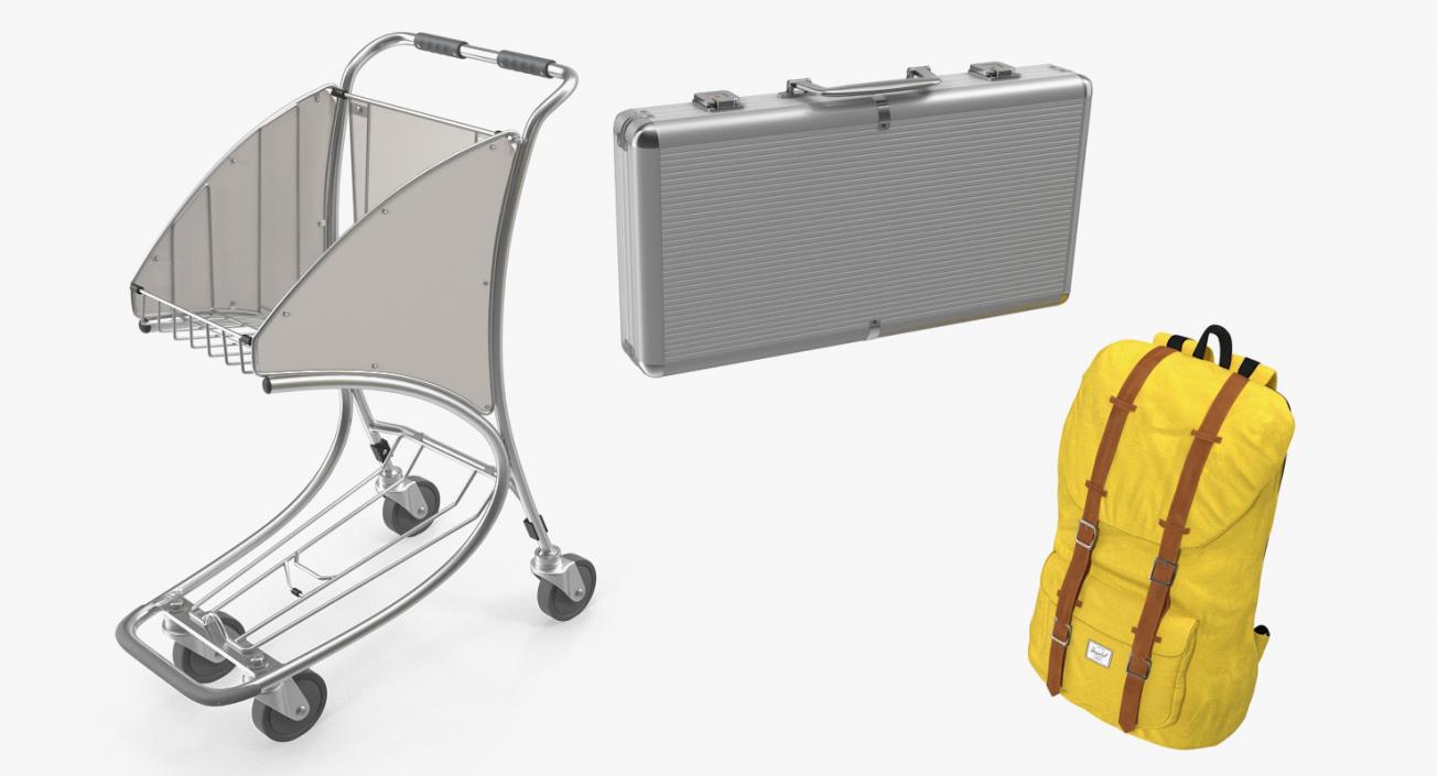 Airport Luggage Trolley with Baggage 3D Models Collection 3D