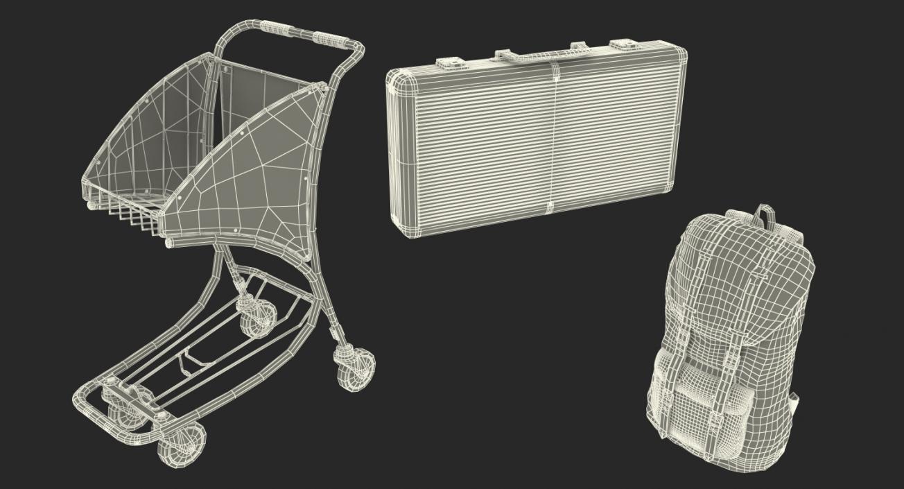 Airport Luggage Trolley with Baggage 3D Models Collection 3D