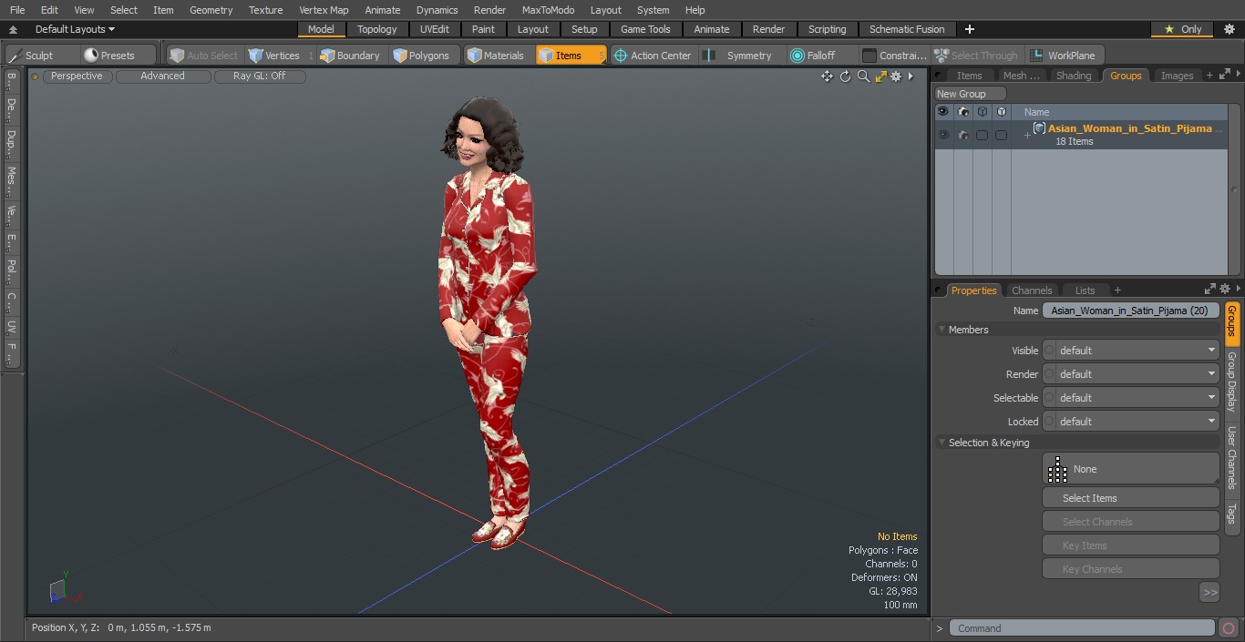 Asian Woman in Satin Pajama 3D