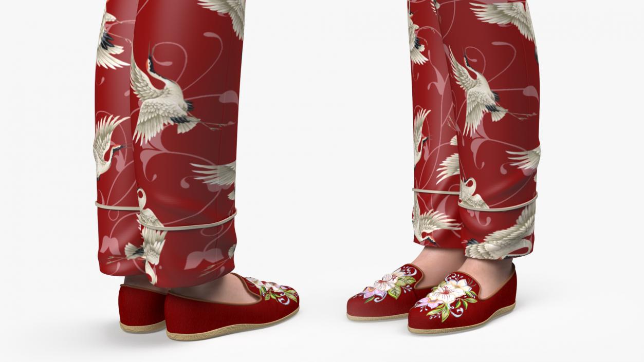 Asian Woman in Satin Pajama 3D