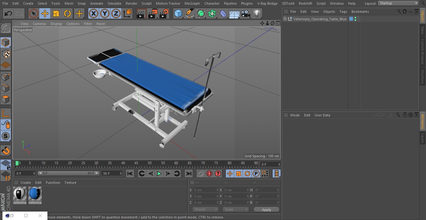 3D Veterinary Operating Table Blue