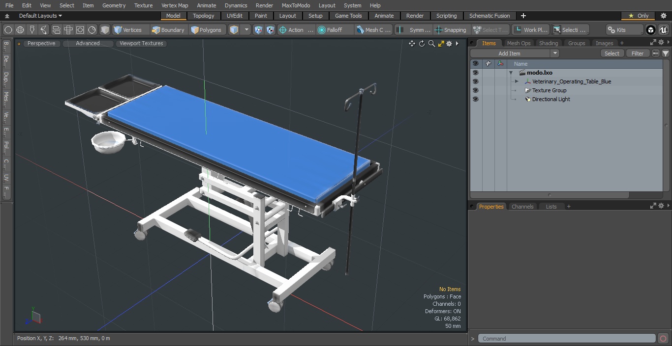 3D Veterinary Operating Table Blue