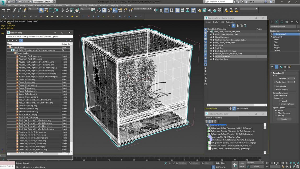 3D Small Cubic Terrarium with Plants model