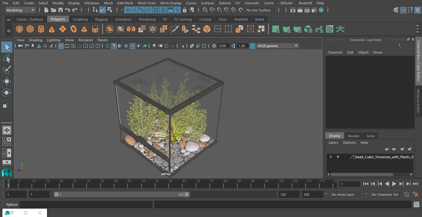 3D Small Cubic Terrarium with Plants model