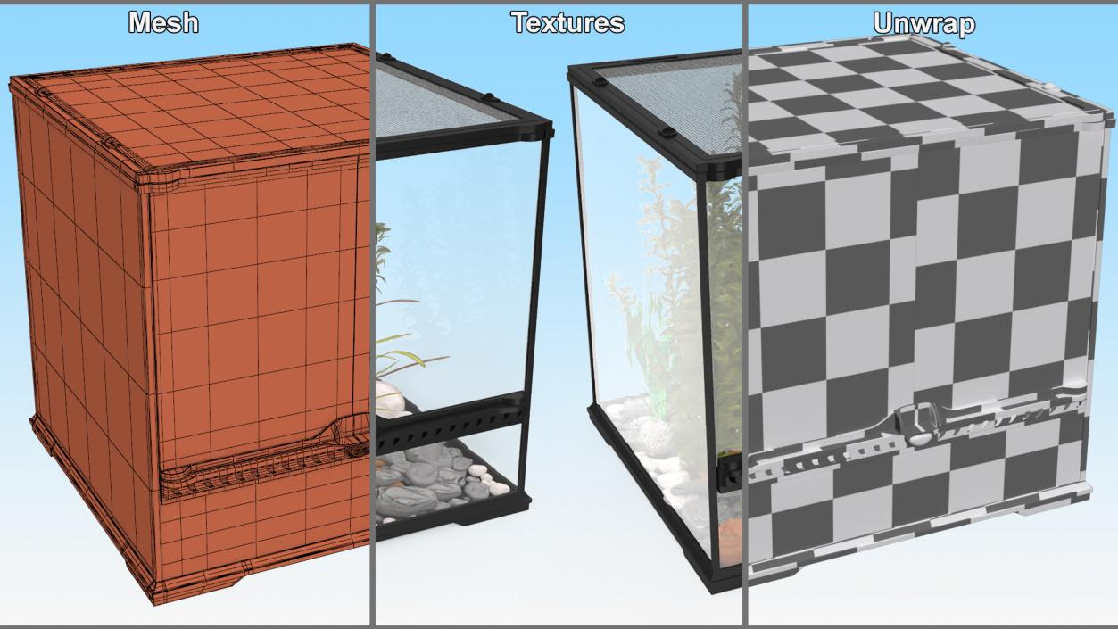 3D Small Cubic Terrarium with Plants model