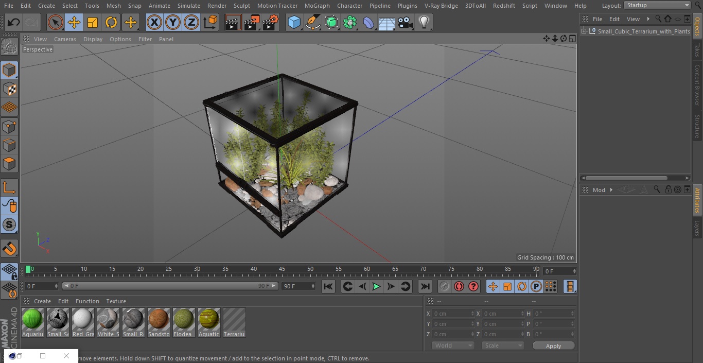 3D Small Cubic Terrarium with Plants model