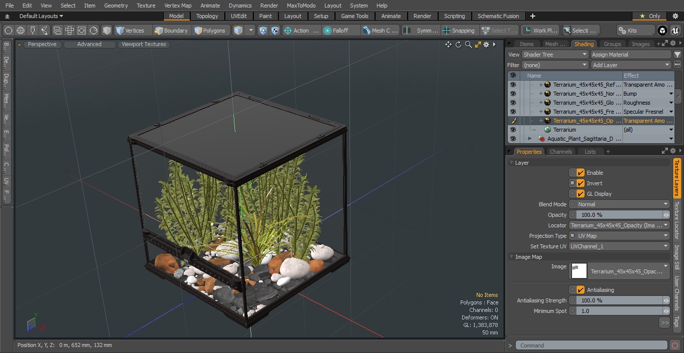 3D Small Cubic Terrarium with Plants model