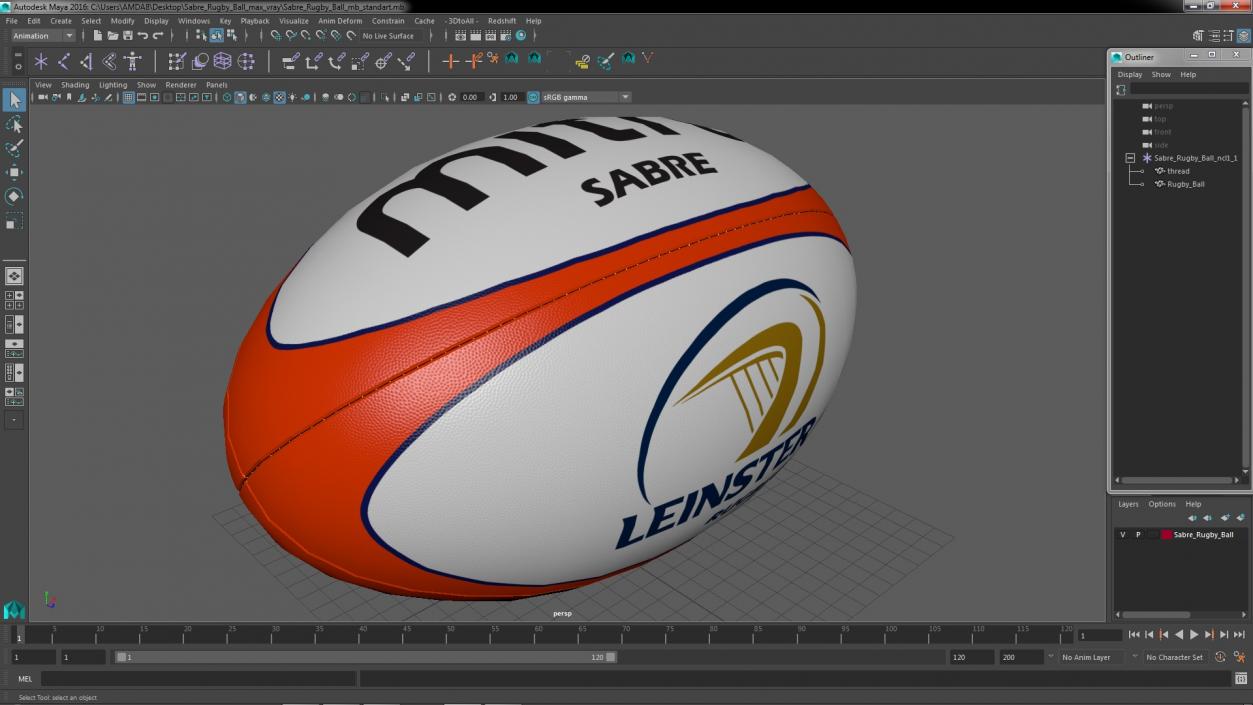 3D Sabre Rugby Ball