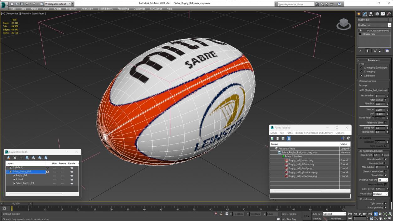 3D Sabre Rugby Ball