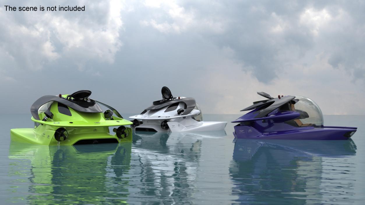 3D Aston Martin Submarine Ocean Water Rigged