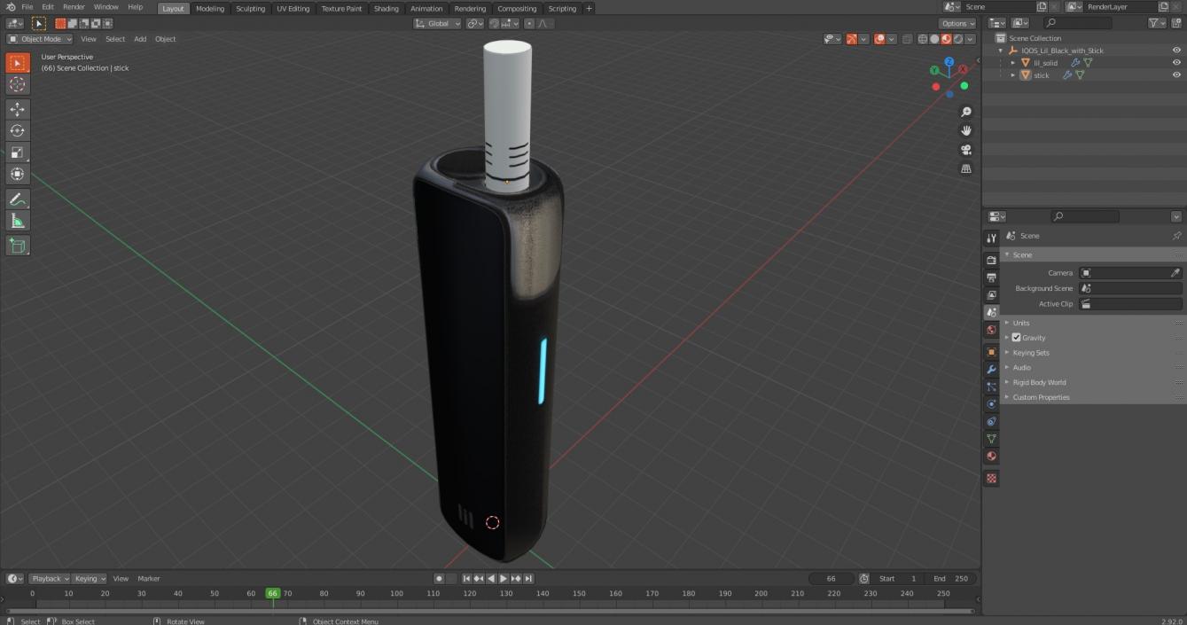 3D model IQOS Lil Black with Stick