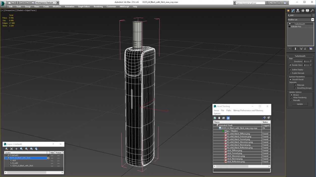 3D model IQOS Lil Black with Stick