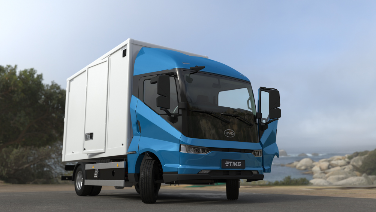 Truck BYD ETM6 Blue Rigged for Maya 2 3D