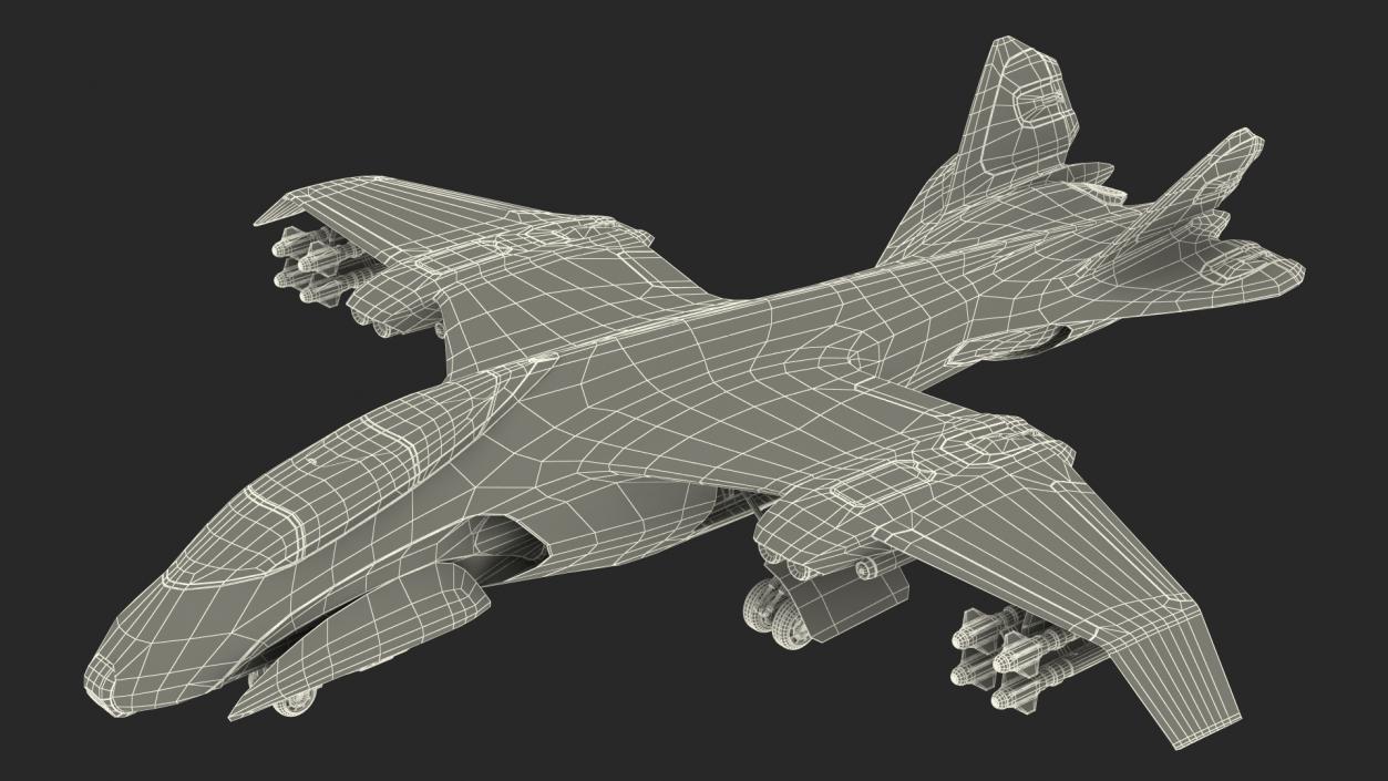 3D model Sci Fi Green Military Fighter Jet Rigged