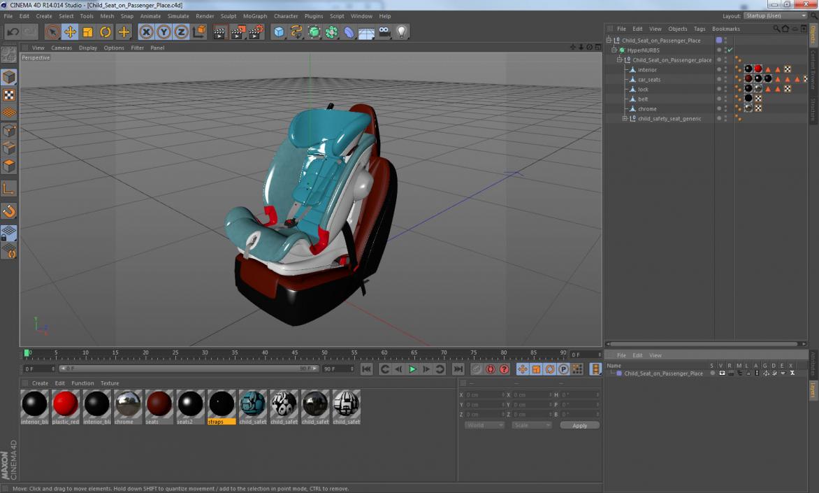 3D Child Seat on Passenger Seat model