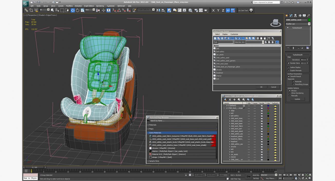 3D Child Seat on Passenger Seat model