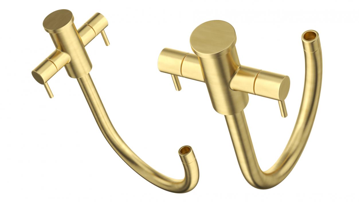 3D Monobloc Dual Lever Kitchen Mixer Tap Brass model