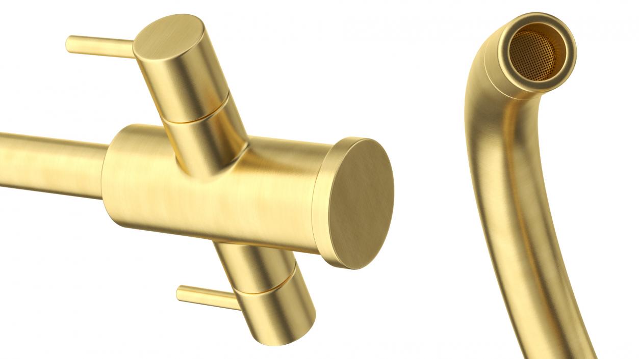 3D Monobloc Dual Lever Kitchen Mixer Tap Brass model