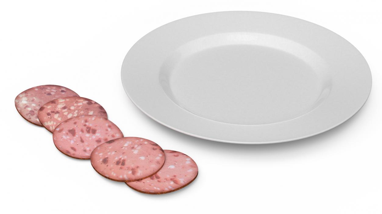 3D Veal Sausage on Plate