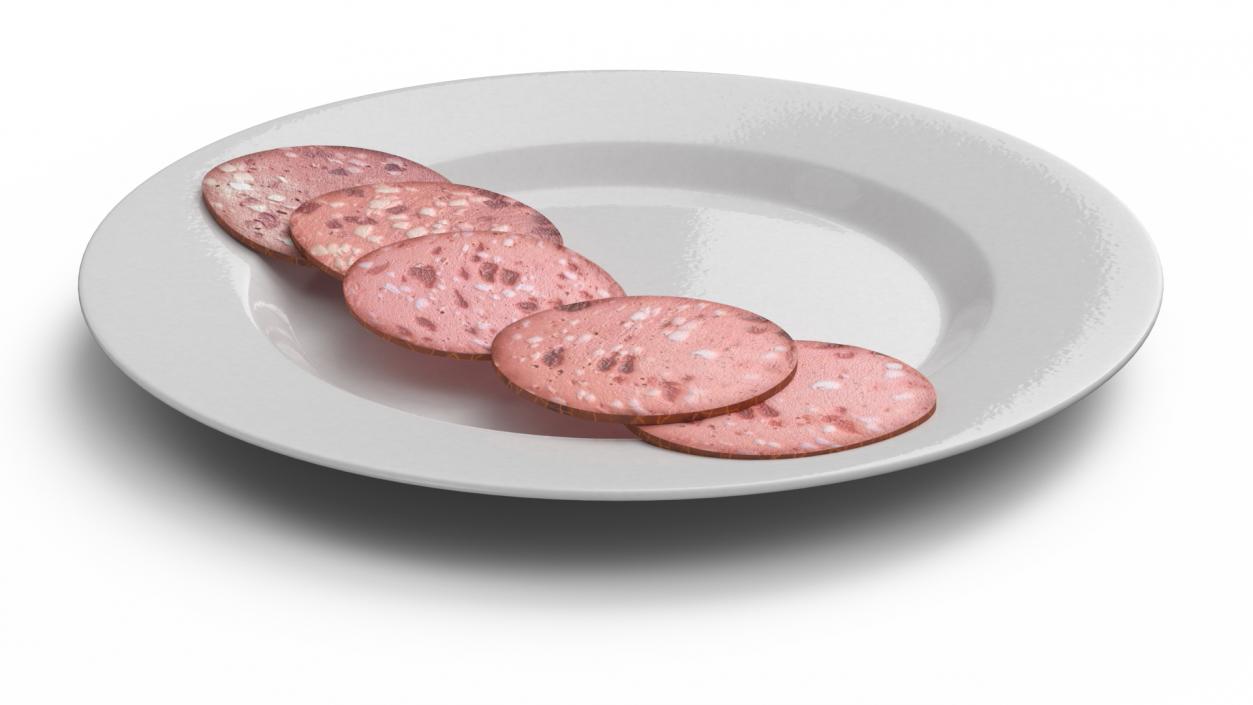 3D Veal Sausage on Plate