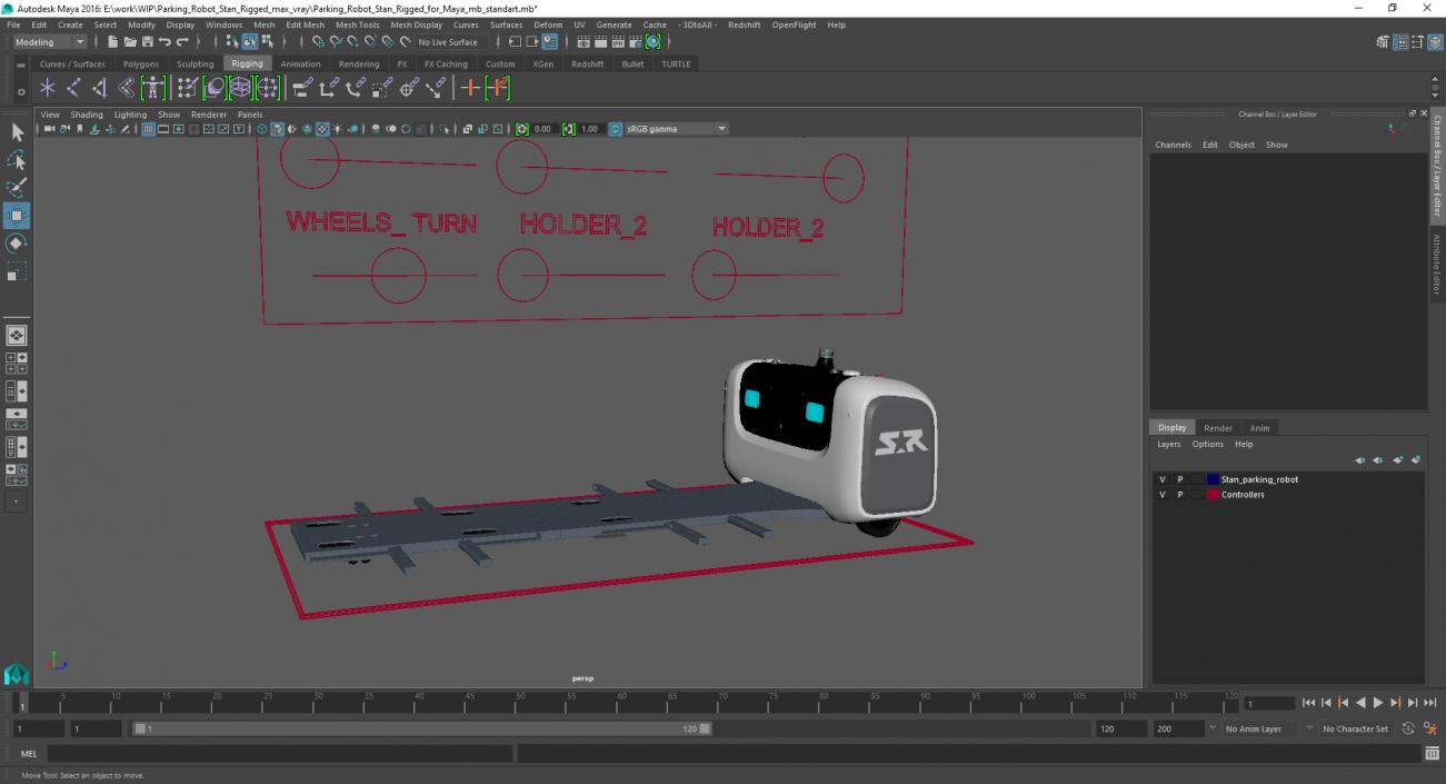 Parking Robot Stan Rigged for Maya 3D model