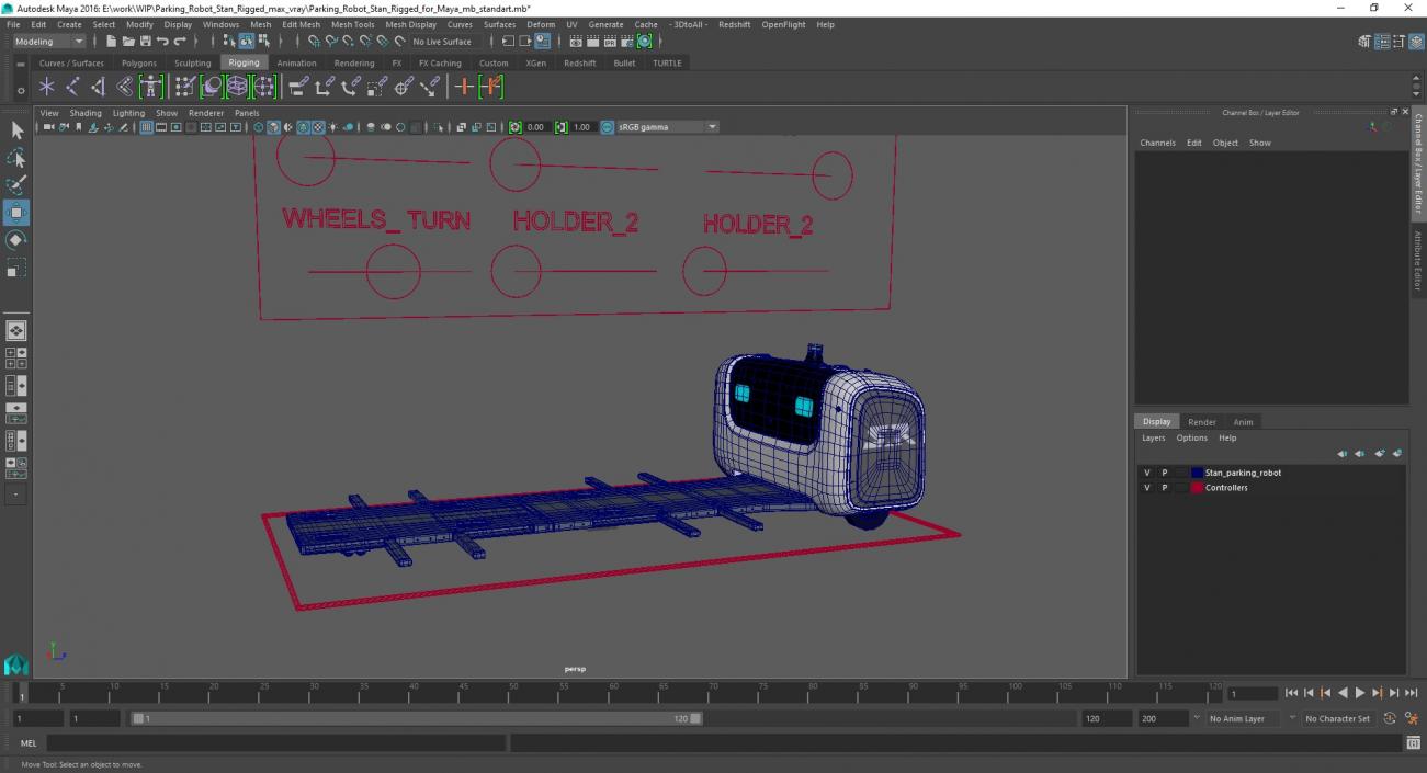 Parking Robot Stan Rigged for Maya 3D model