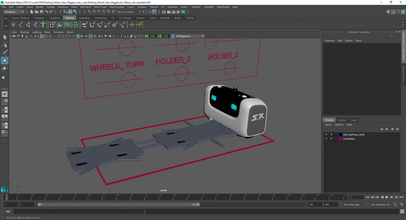 Parking Robot Stan Rigged for Maya 3D model