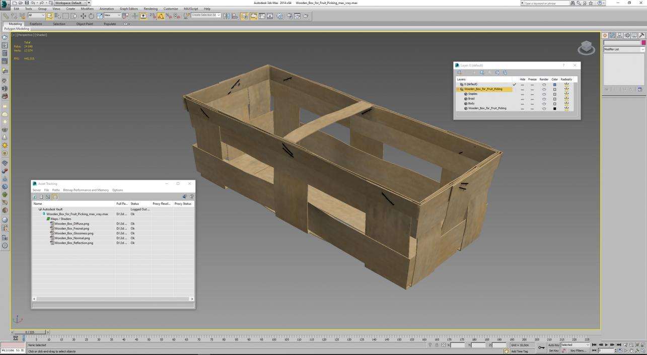 3D Wooden Box for Fruit Picking model