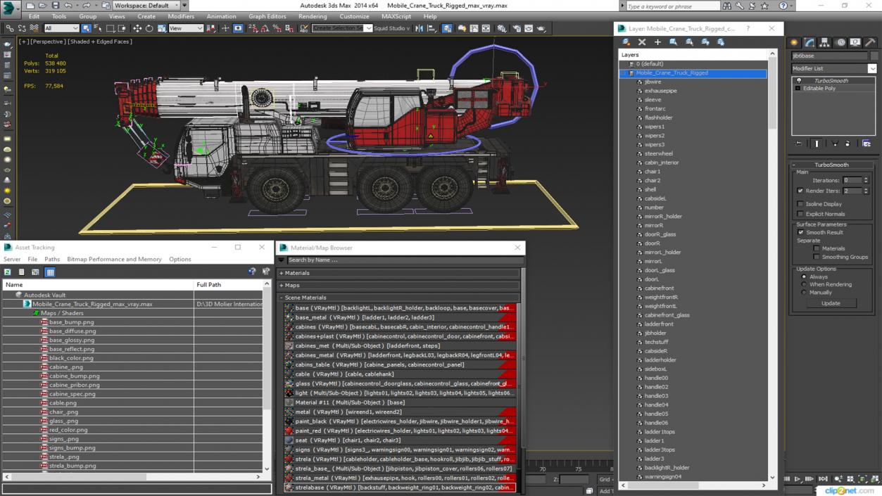 Mobile Crane Truck Rigged for Maya 3D model