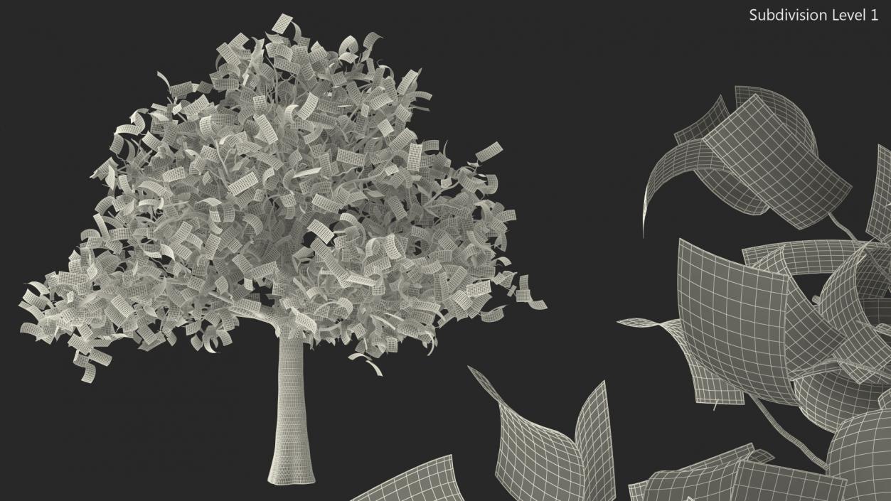 3D Money Tree with Dollar Bills model