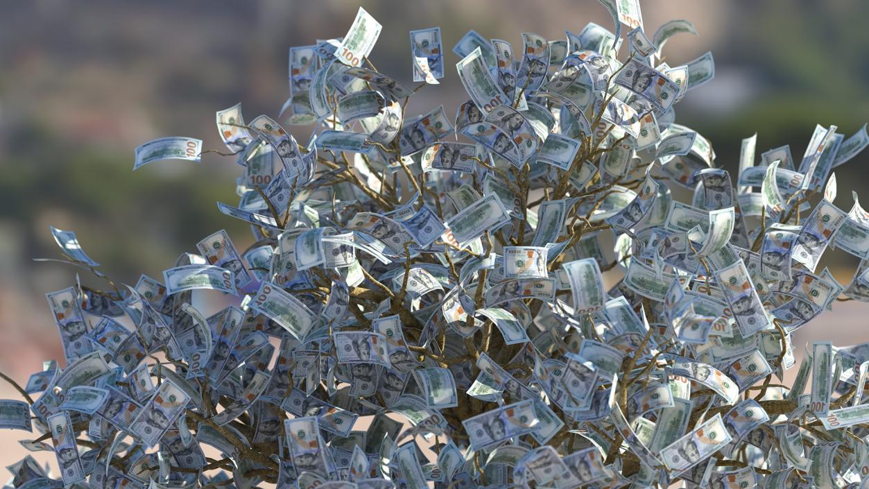 3D Money Tree with Dollar Bills model