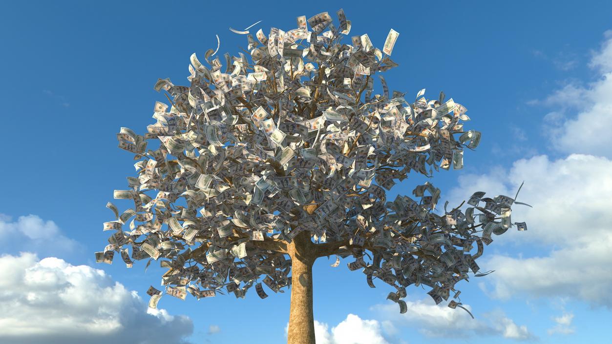 3D Money Tree with Dollar Bills model