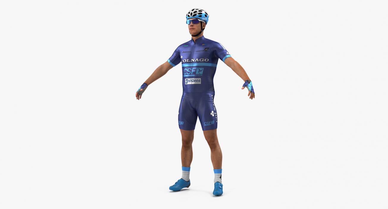 3D Bicyclist T Pose Blue Suit