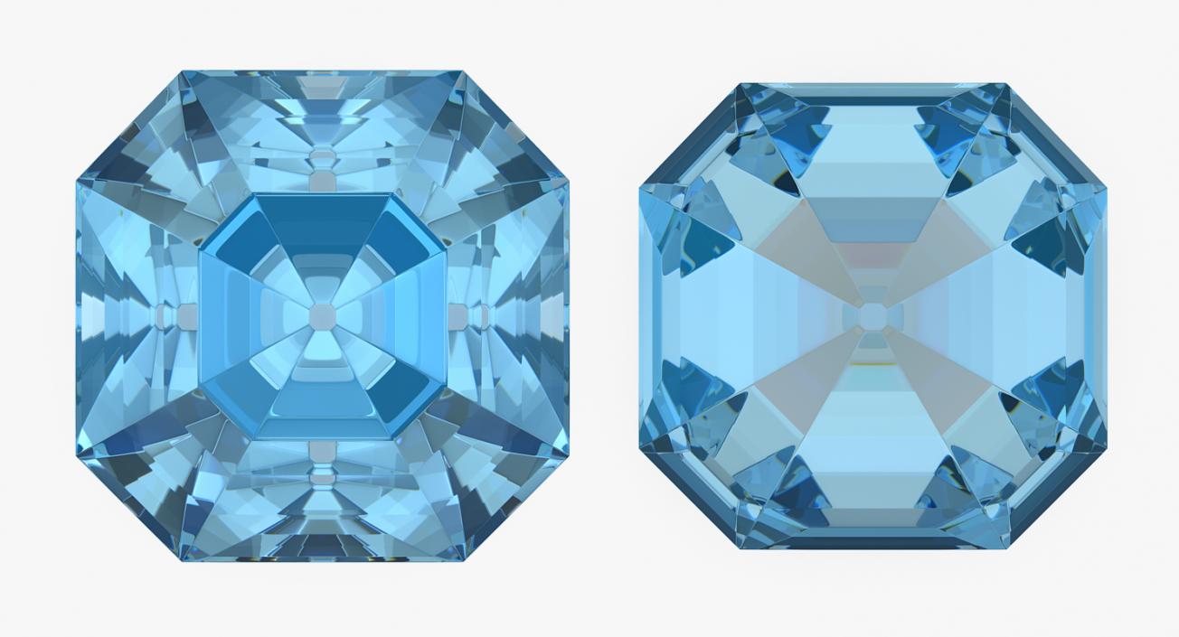 Asscher Cut Diamonds Set 3D model