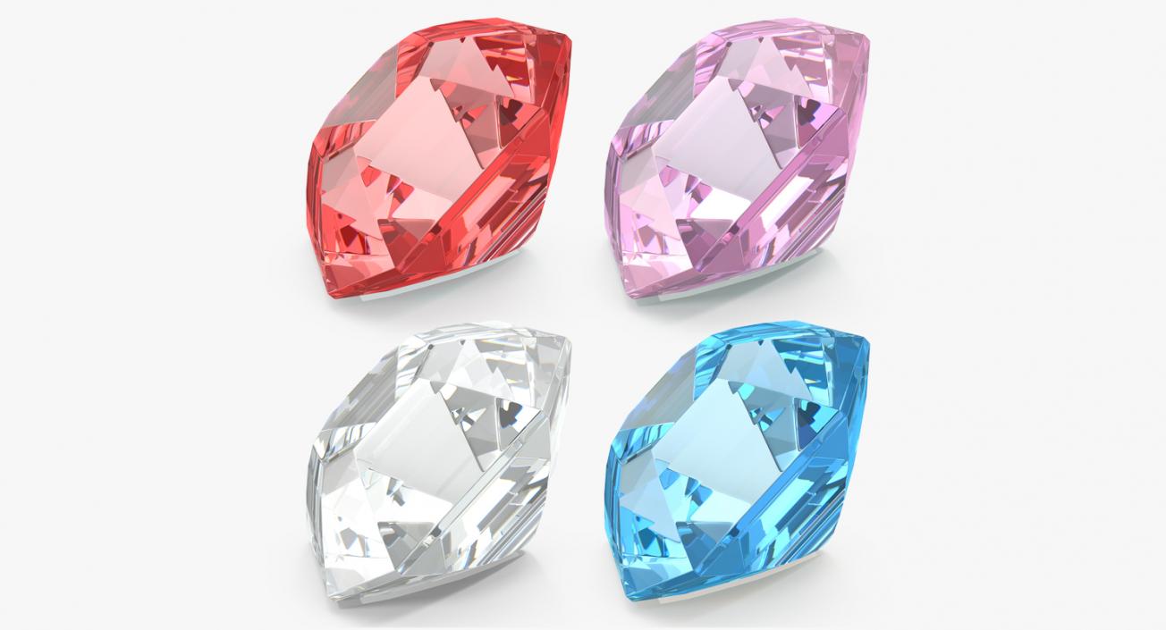 Asscher Cut Diamonds Set 3D model