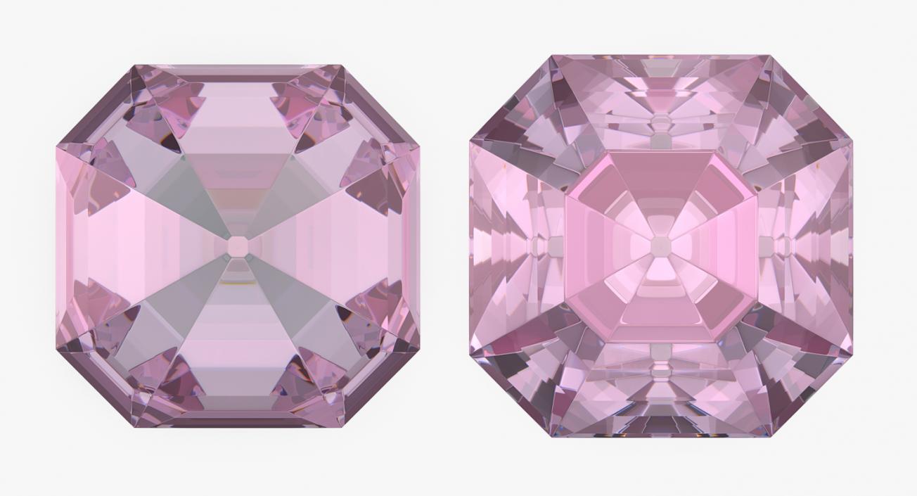 Asscher Cut Diamonds Set 3D model