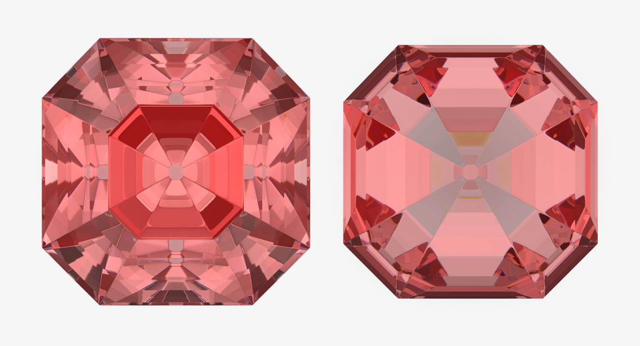 Asscher Cut Diamonds Set 3D model